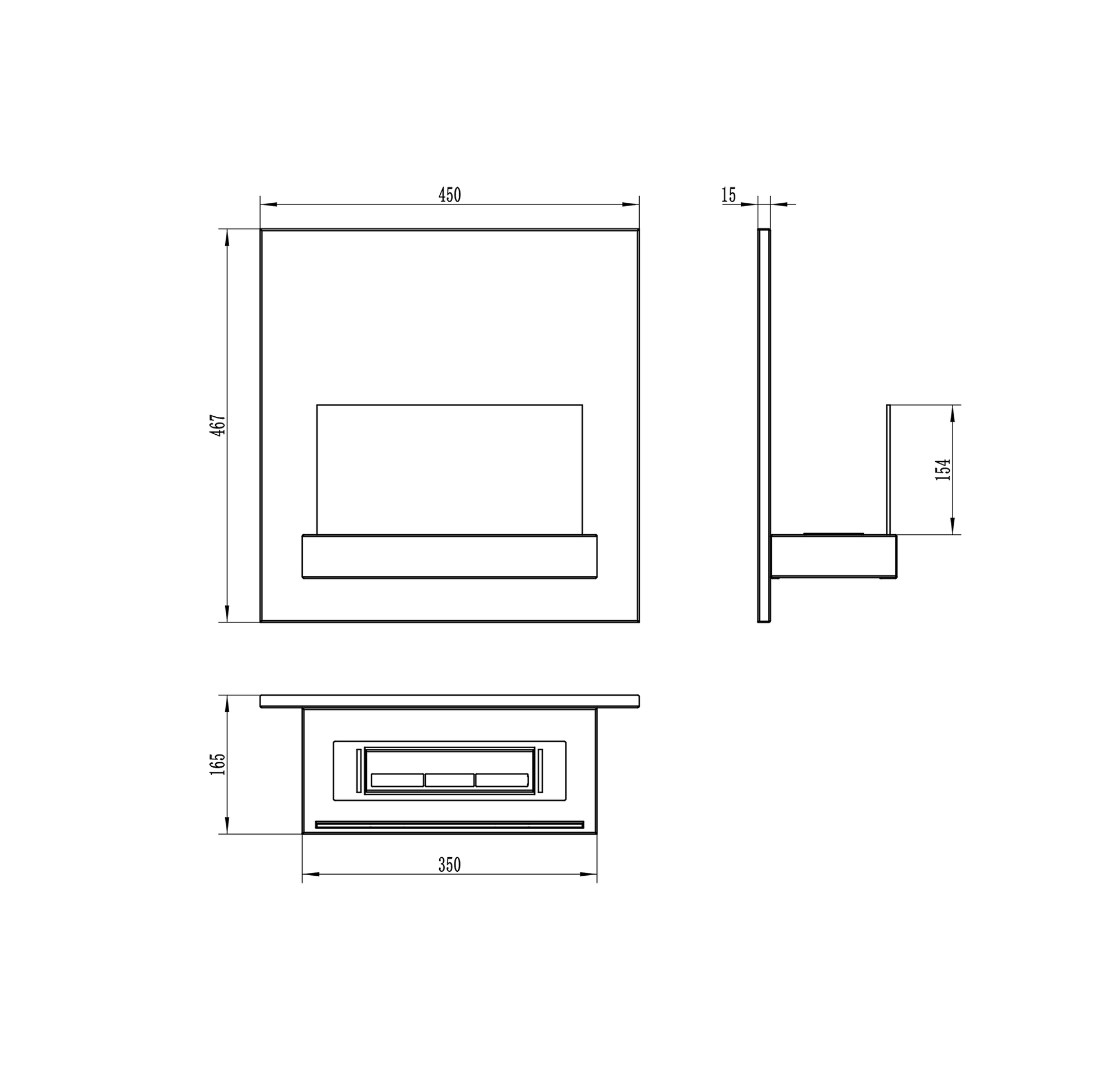 Wall Bioethanol-Wandkamin in Schwarz