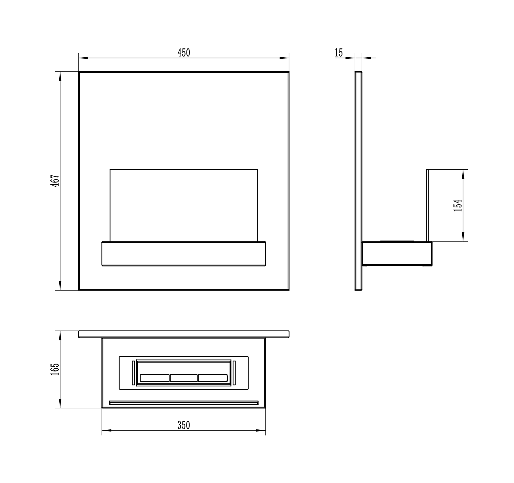four.Wall | Bioethanol-Wandkamin in Schwarz