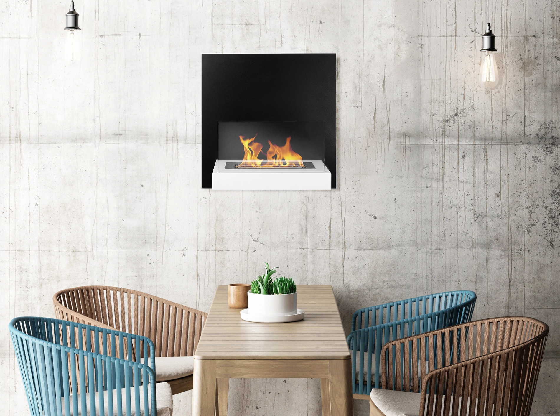 four.Wall | Bioethanol-Wandkamin in Weiß