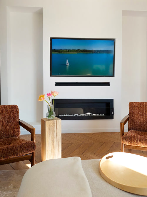 Elegant Wandkamin 1200x400 in Schwarz