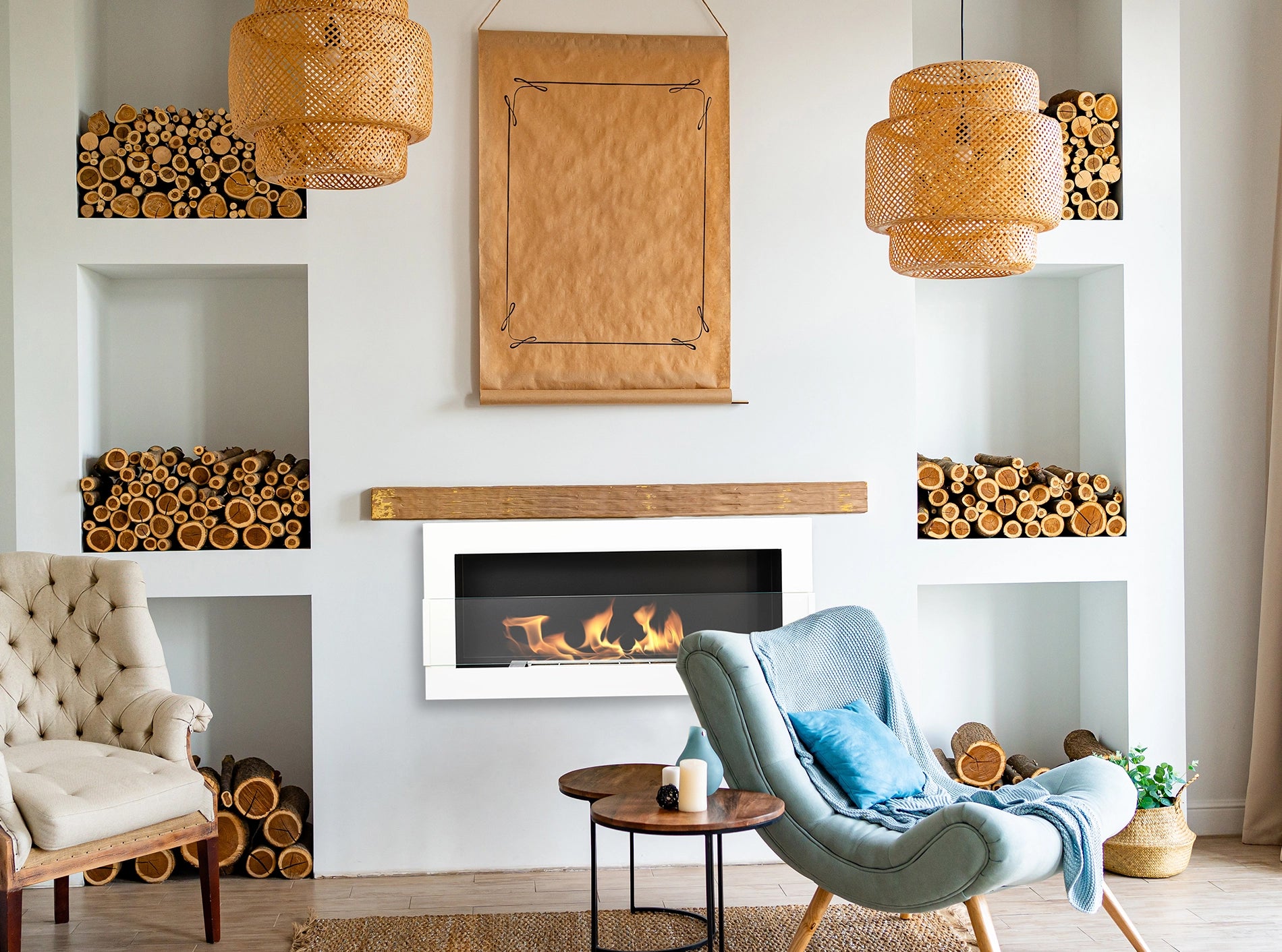 Elegant Wandkamin 900x400