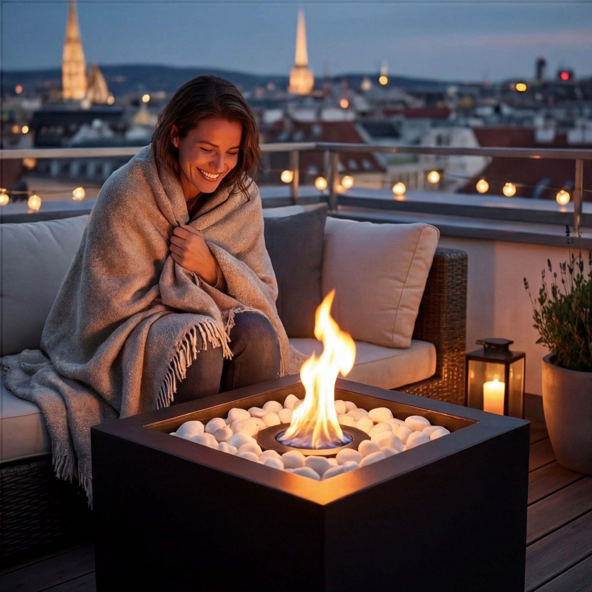 Feuerstelle Cube Starterpaket – Feuerstelle, 6 L Bioethanol & Feuerzeug