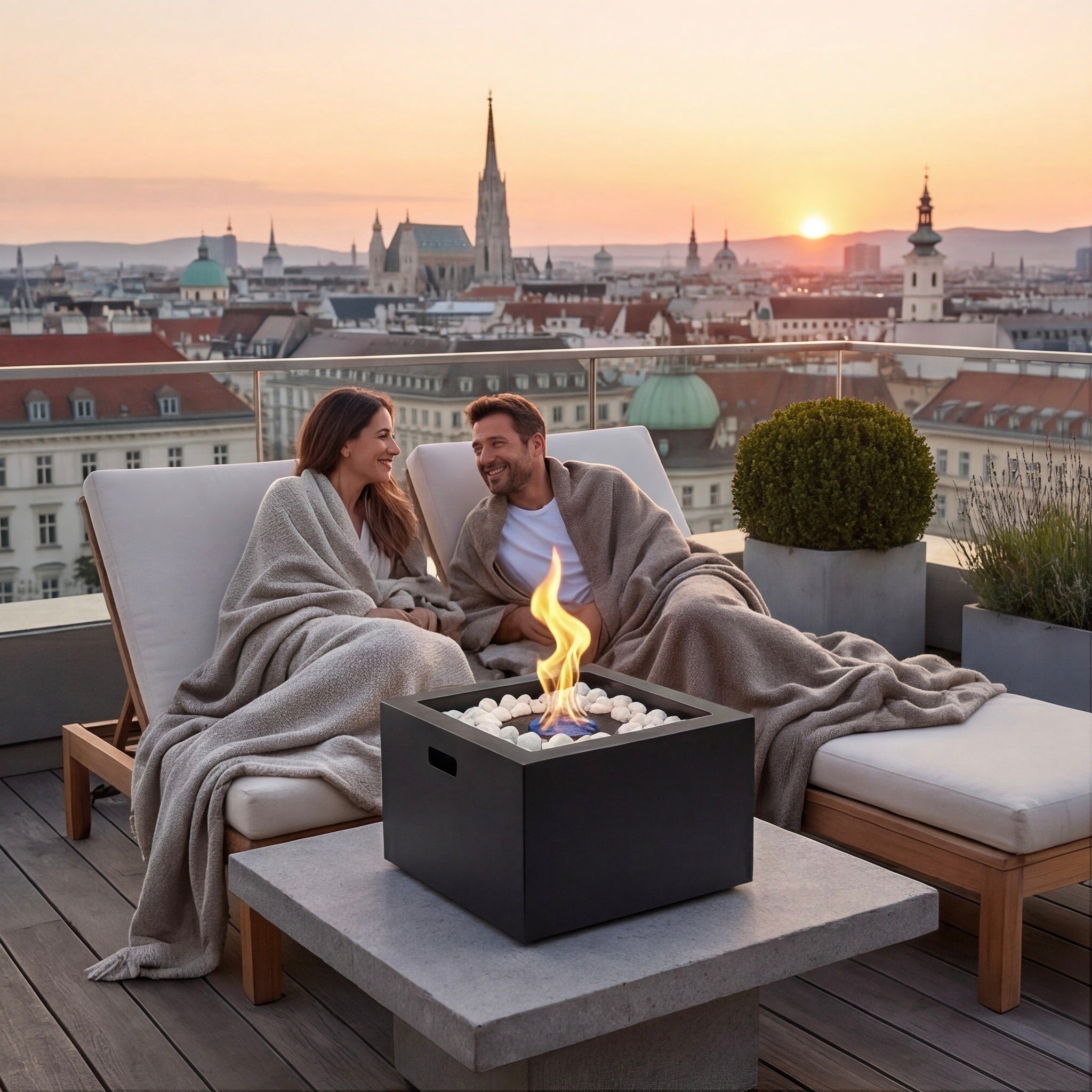 Feuerstelle Cube Starterpaket – Feuerstelle, 6 L Bioethanol & Feuerzeug