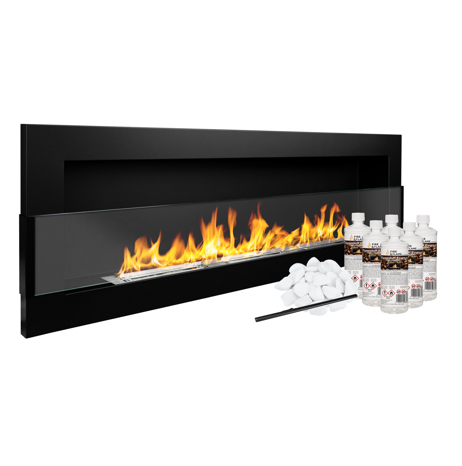 Bioethanol Wandkamin Elegant 1200×400 Starterpaket – stilvolles Designfeuer für dein Zuhause