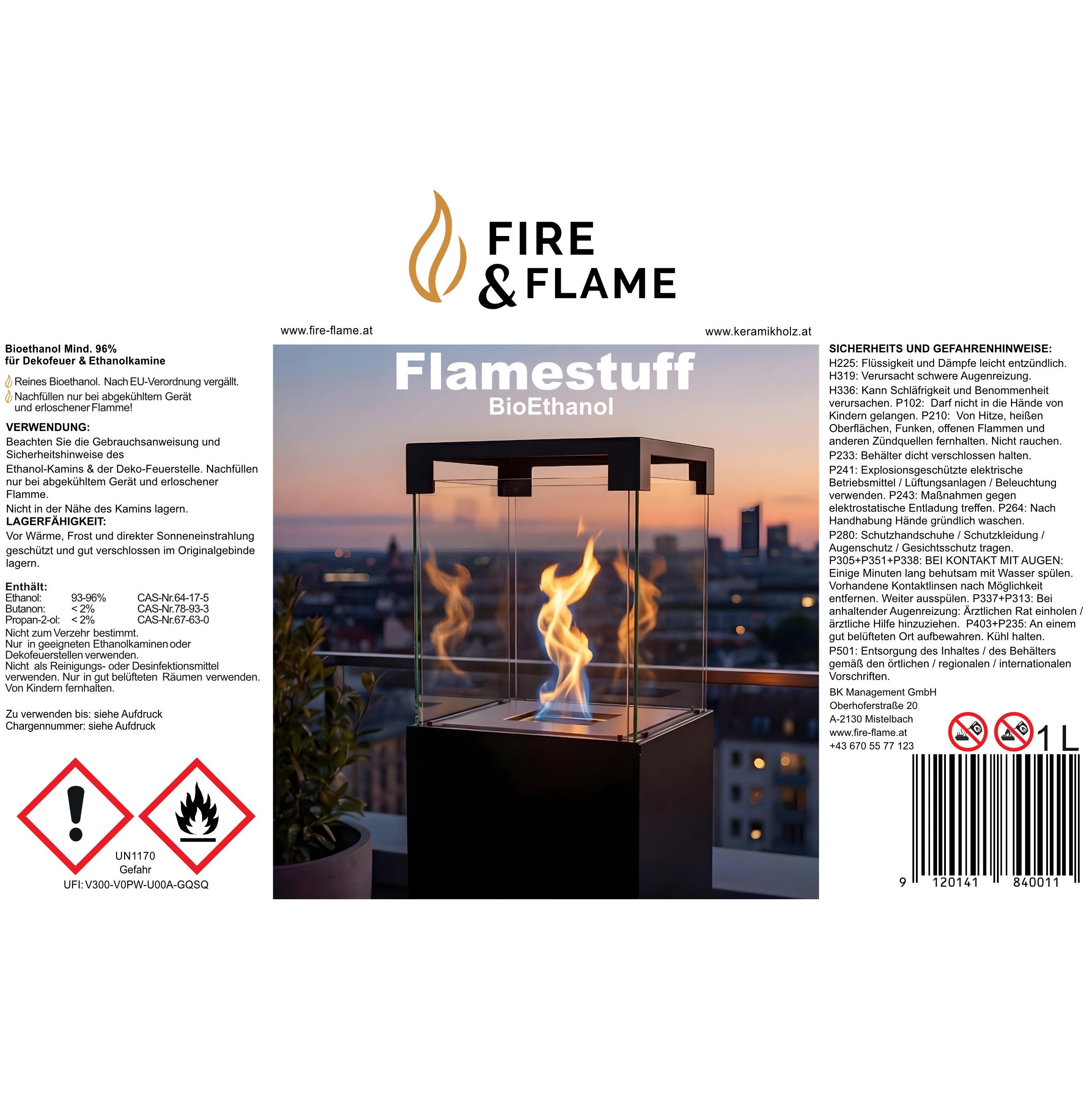 Feuerstelle Cube Starterpaket – Feuerstelle, 6 L Bioethanol & Feuerzeug