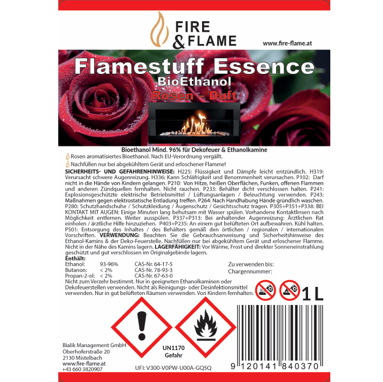 Flamestuff Essence Rose Bioethanol Vorratspaket – Brennstoff für Ethanolkamine