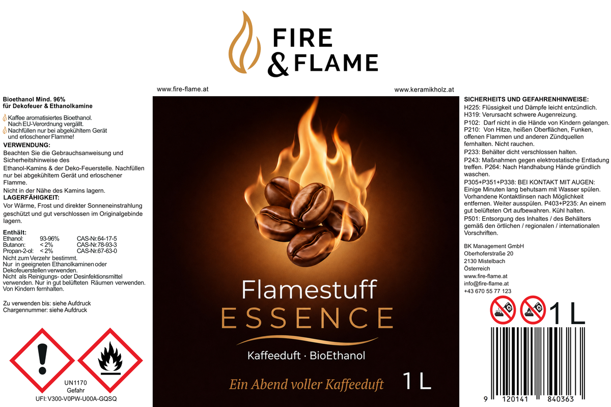 Flamestuff Probierpaket 9 L – Bioethanol Neutral, Kaffee & Rose