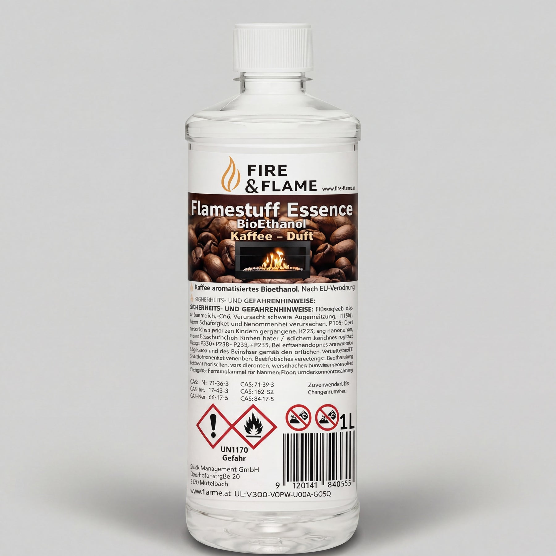 Flamestuff Essence Kaffee Bioethanol 1L – Brennstoff für Ethanolkamine mit Kaffeeduft