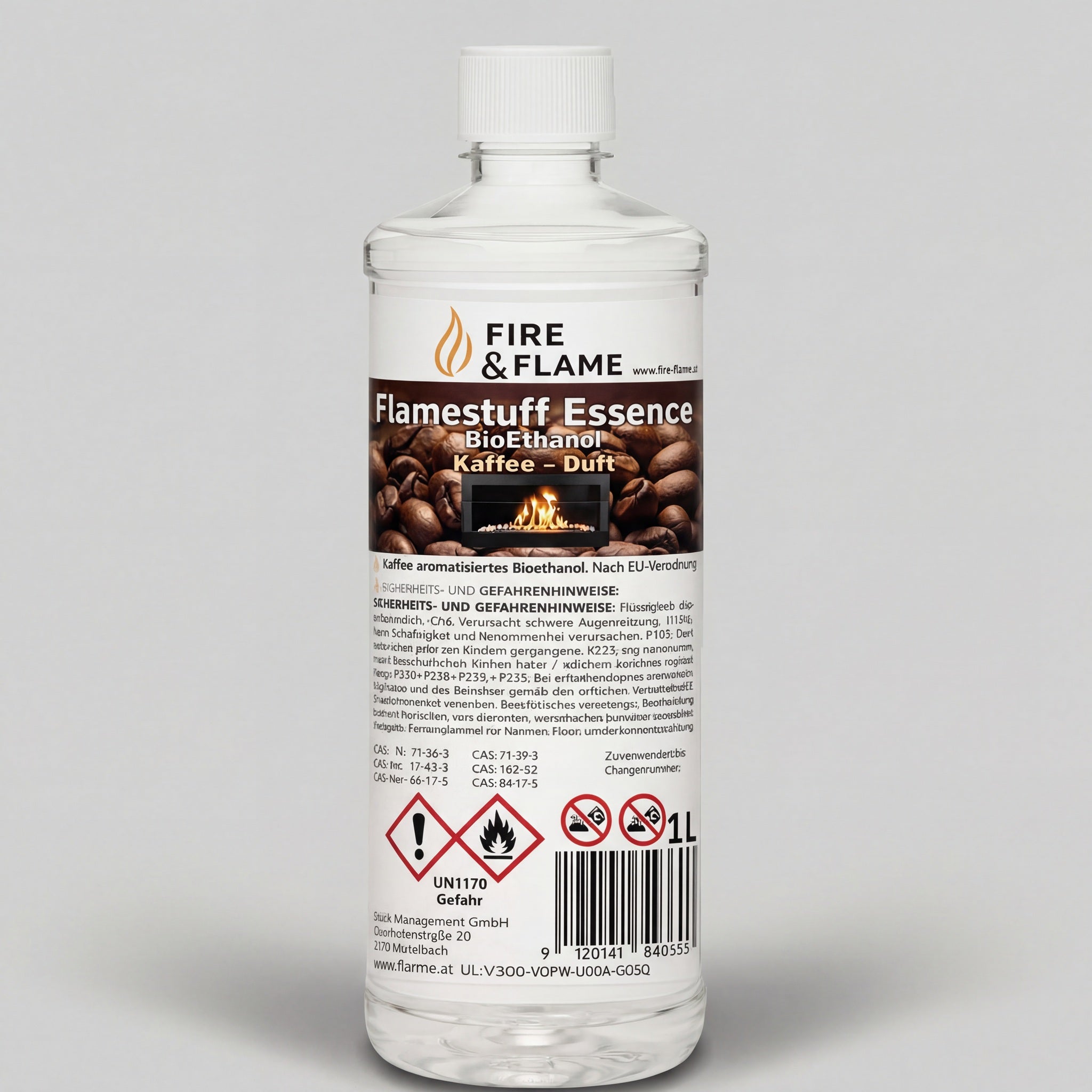 Flamestuff Essence Kaffee Bioethanol 1L – Brennstoff für Ethanolkamine mit Kaffeeduft