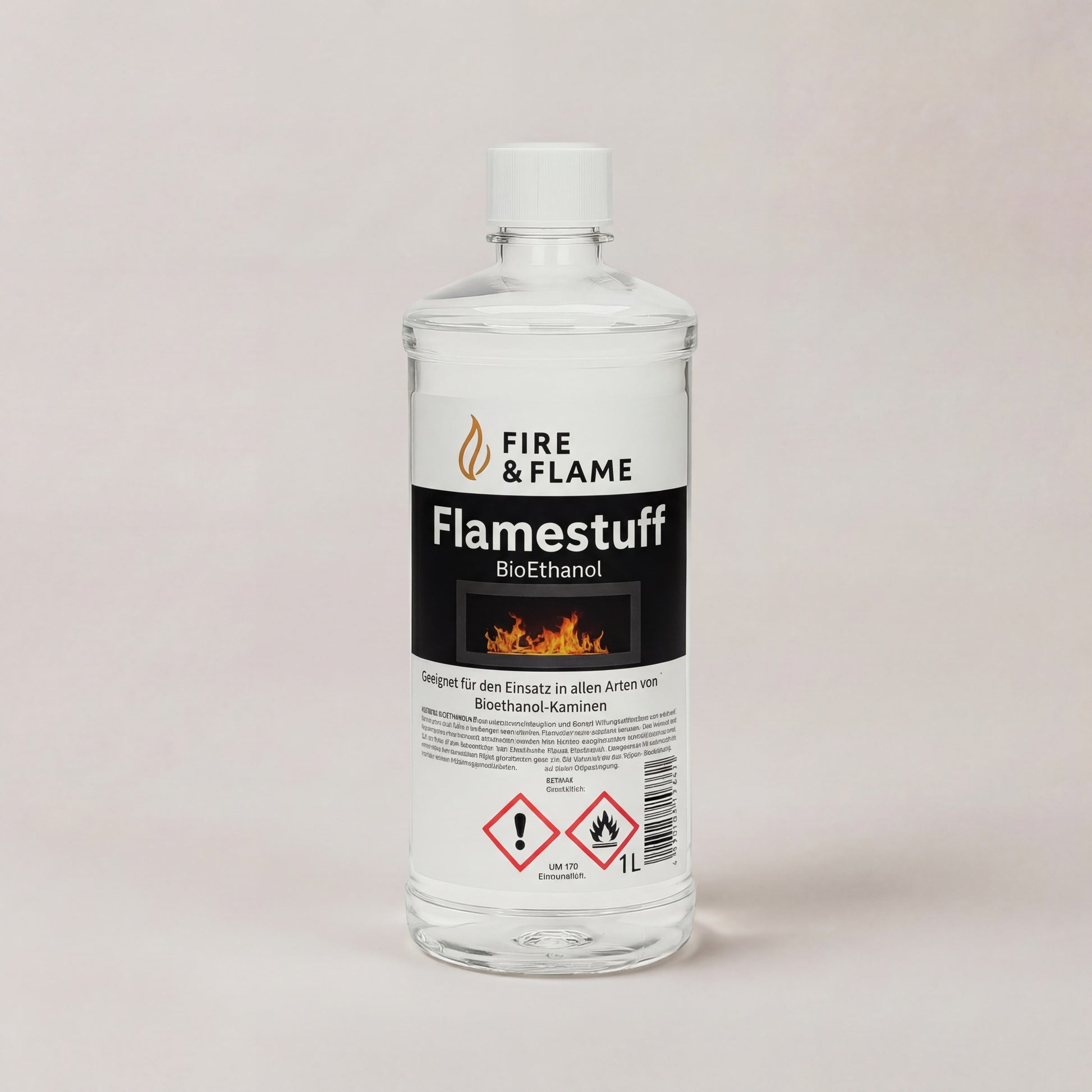 Flamestuff Bioethanol 96,6 % – sauberer Brennstoff für Tisch-, Wand- & Standkamine (1 L)