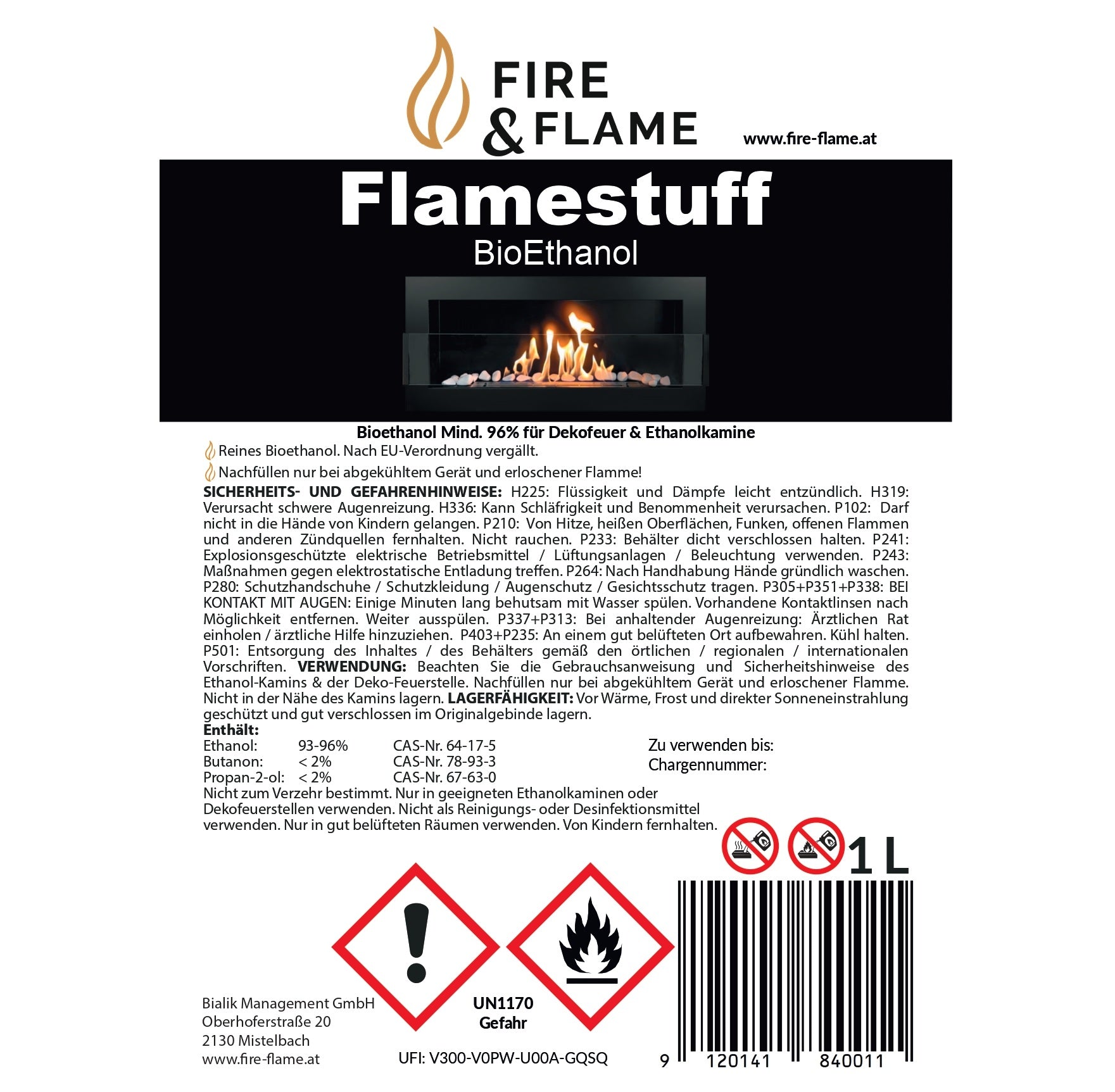 Flamestuff Bioethanol 96,6 % – Vorratspaket | sauberer Brennstoff für Kamine