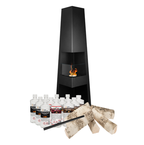 Bioethanol Standkamin Modern Starterpaket – stilvolles Designfeuer für Innen & Außen
