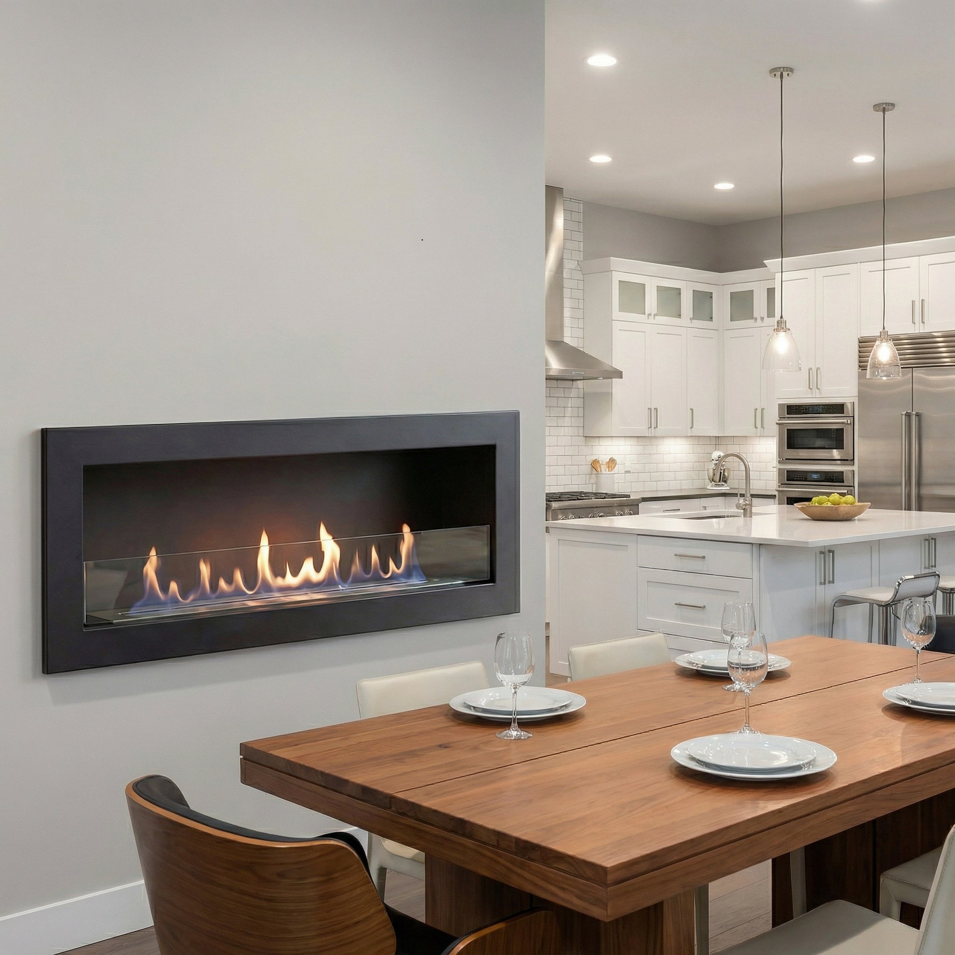 Bioethanol Wandkamin Elegant 1200×400 Starterpaket – stilvolles Designfeuer für dein Zuhause