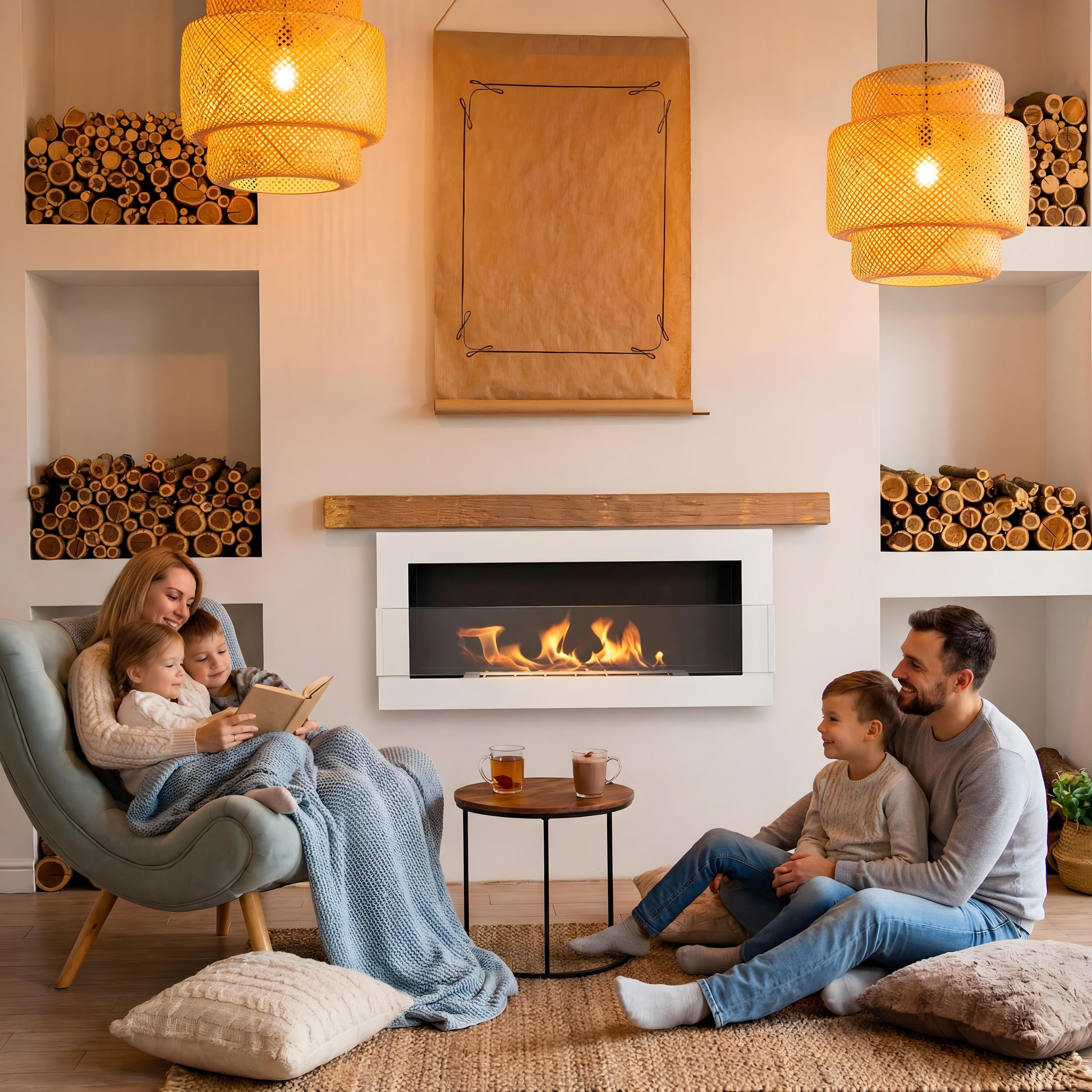 Bioethanol Wandkamin Elegant 900×400 – edles Designfeuer für stilvolle Innenräume
