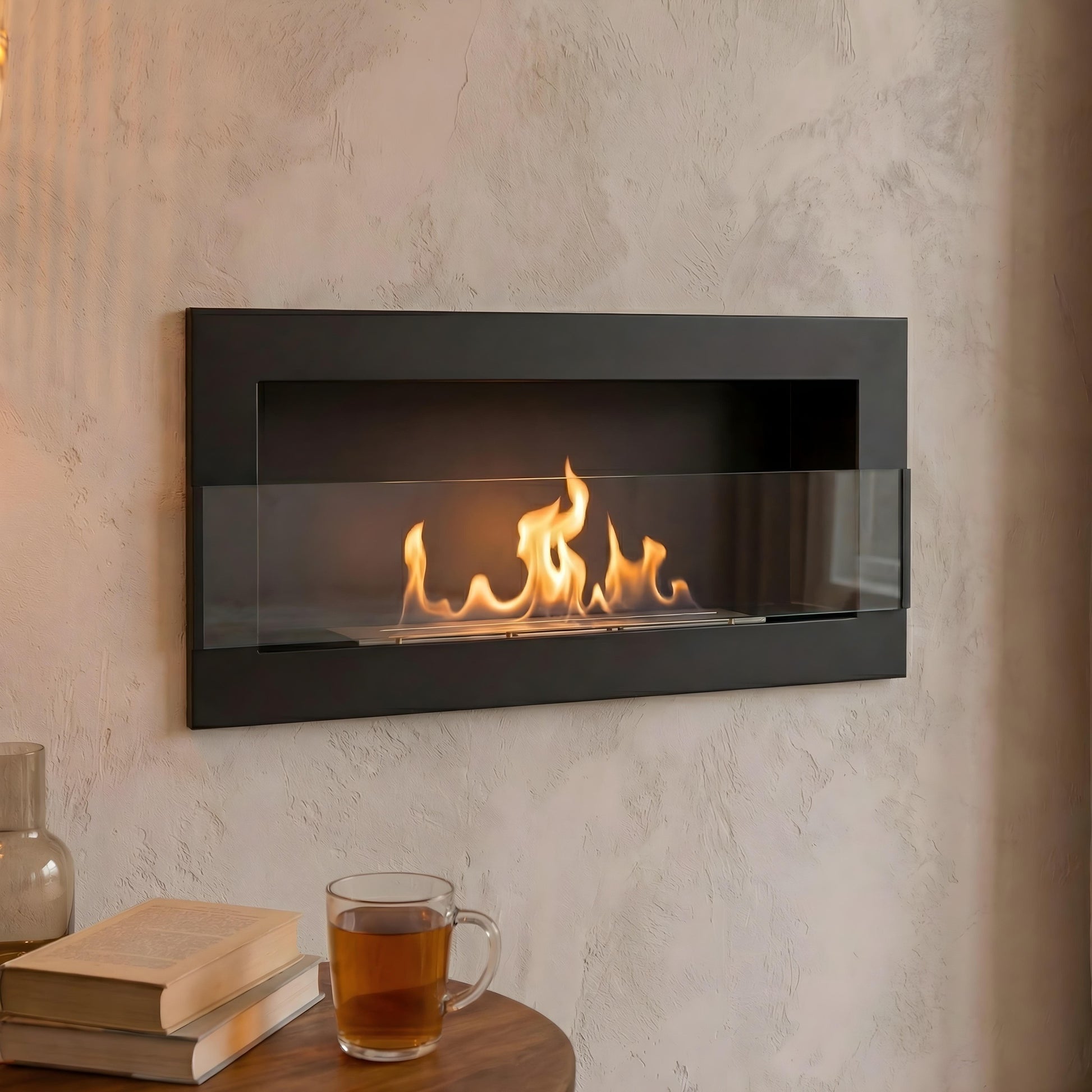 Bioethanol Wandkamin Elegant 900×400 – edles Designfeuer für stilvolle Innenräume