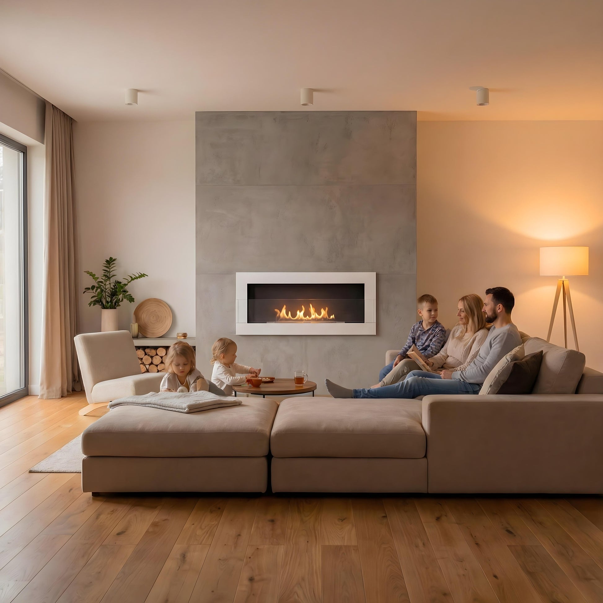 Bioethanol Wandkamin Elegant 900×400 – edles Designfeuer für stilvolle Innenräume