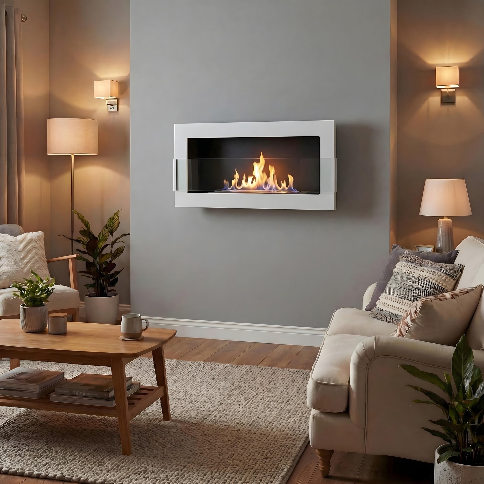 Bioethanol Wandkamin Elegant 900×400 – edles Designfeuer für stilvolle Innenräume