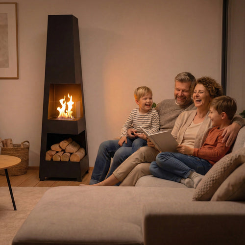 Bioethanol Standkamin Modern Starterpaket – stilvolles Designfeuer für Innen & Außen