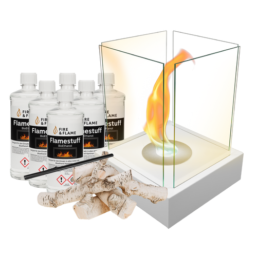 Bioethanol Feuerstelle Luma400 Starterpaket – stilvolles Feuer für Terrasse & Garten