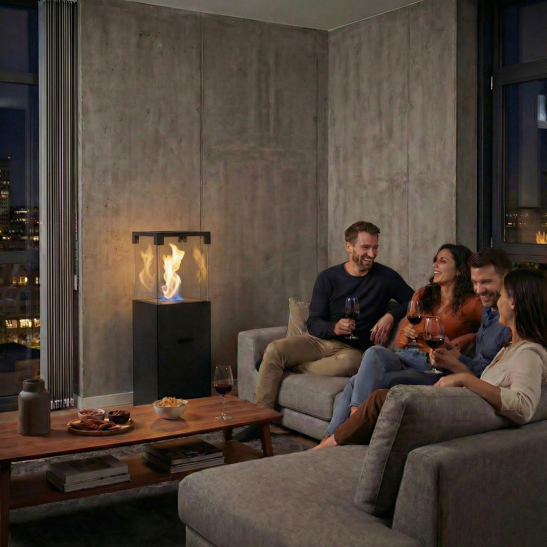 Standkamin Tower – Bioethanol Standkamin mit 6 h Brenndauer